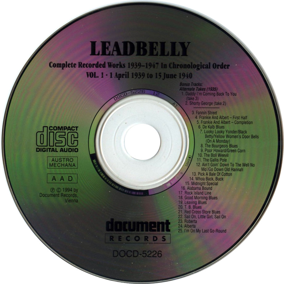 Cartula Cd de Lead Belly - Complete Recorded Works Volume 1
