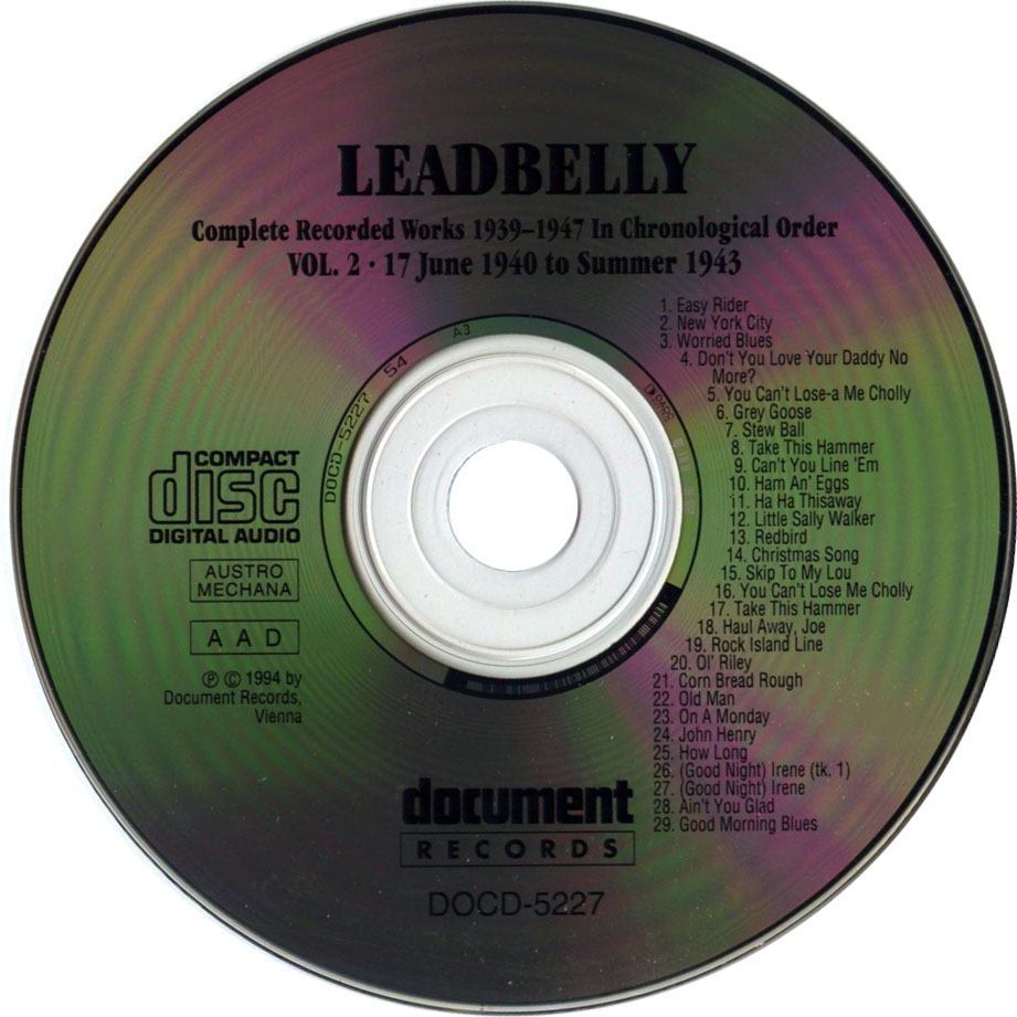 Cartula Cd de Lead Belly - Complete Recorded Works Volume 2