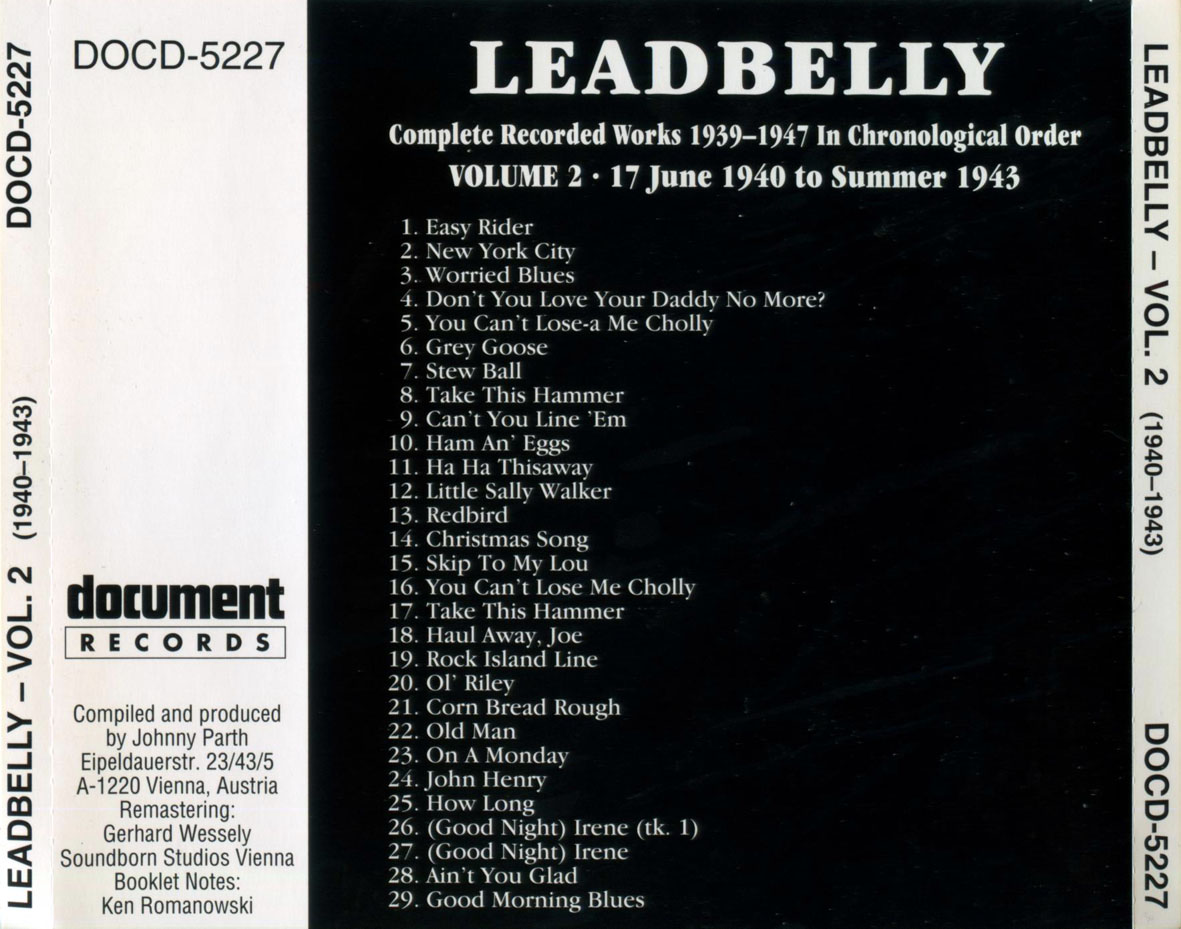 Cartula Trasera de Lead Belly - Complete Recorded Works Volume 2
