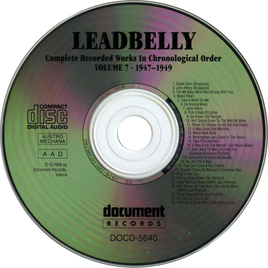 Cartula Cd de Lead Belly - Complete Recorded Works Volume 7