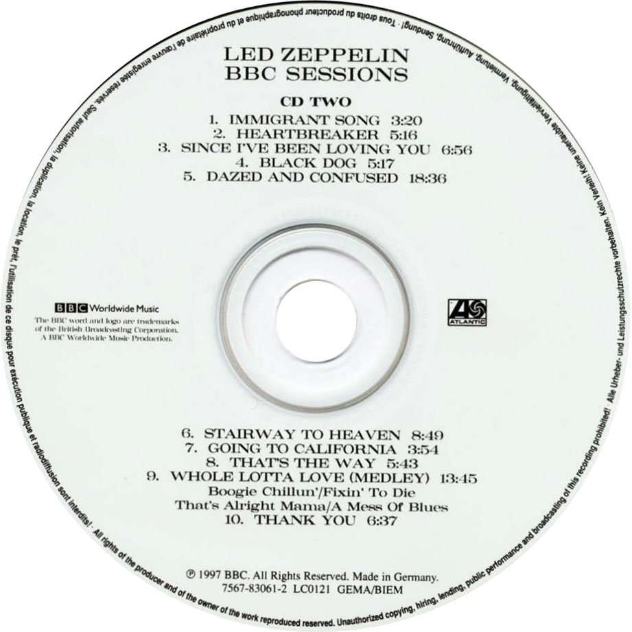 Cartula Cd2 de Led Zeppelin - Bbc Sessions