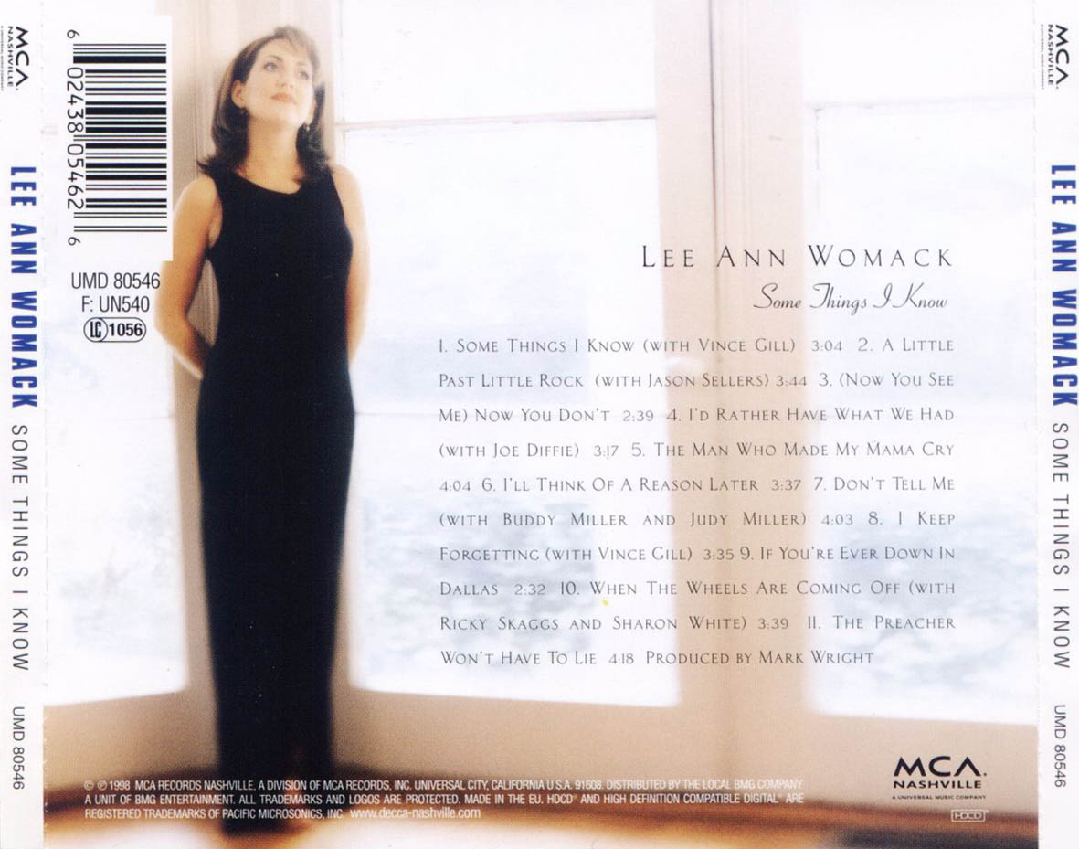 Cartula Trasera de Lee Ann Womack - Some Things I Know
