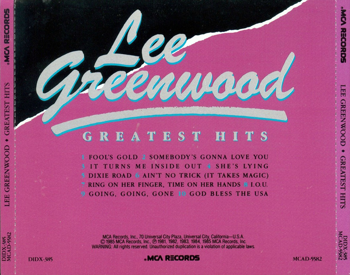 Cartula Trasera de Lee Greenwood - Greatest Hits