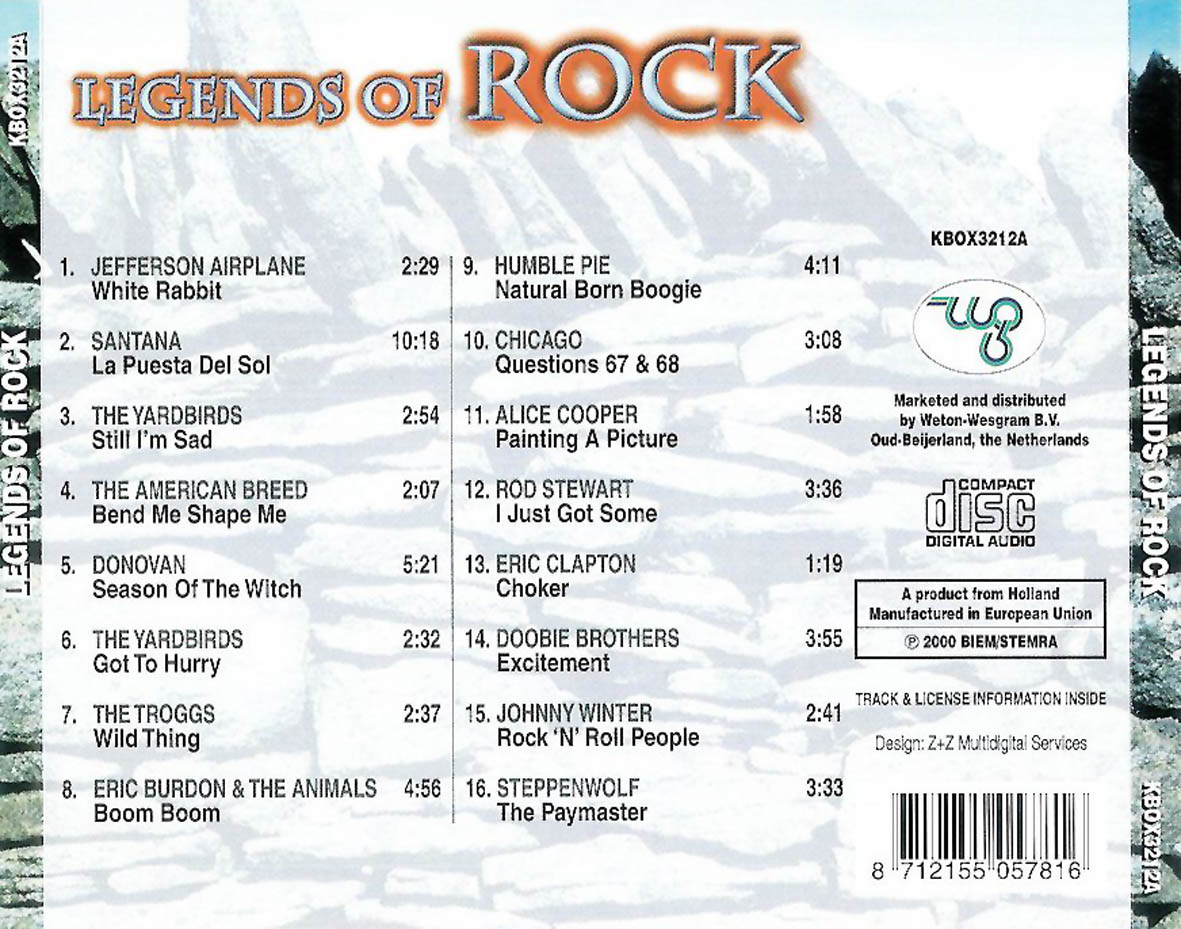 Cartula Trasera de Legends Of Rock Cd1