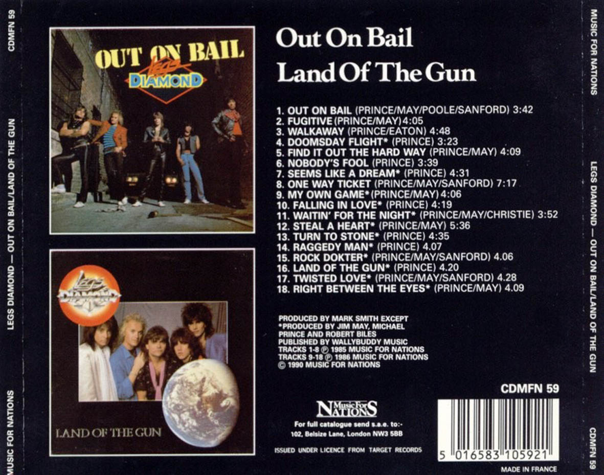 Cartula Trasera de Legs Diamond - Out On Bail / Land Of The Gun