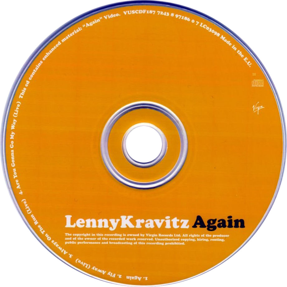Cartula Cd de Lenny Kravitz - Again (Cd Single)