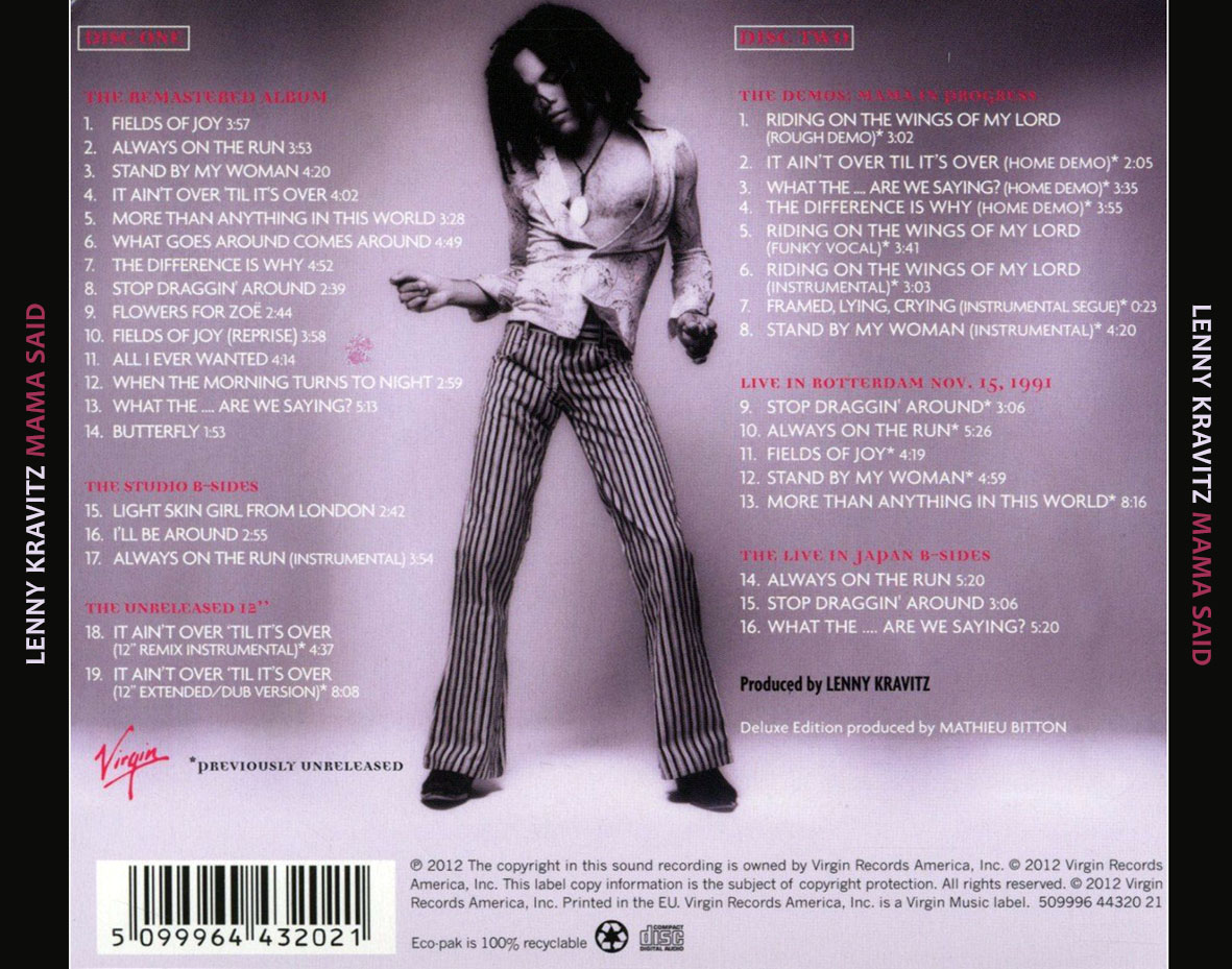 Cartula Trasera de Lenny Kravitz - Mama Said (21st Anniversary Deluxe Edition)