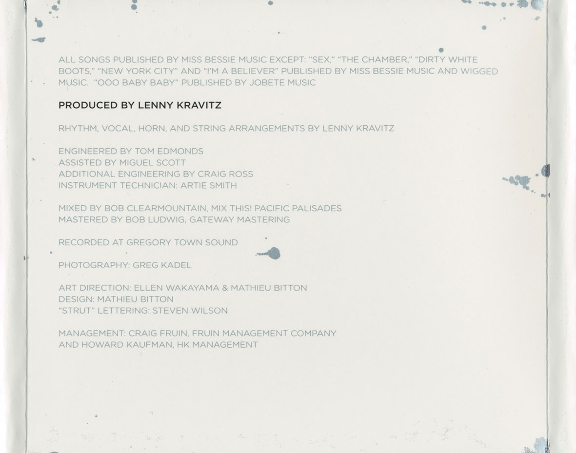 Cartula Interior Trasera de Lenny Kravitz - Strut