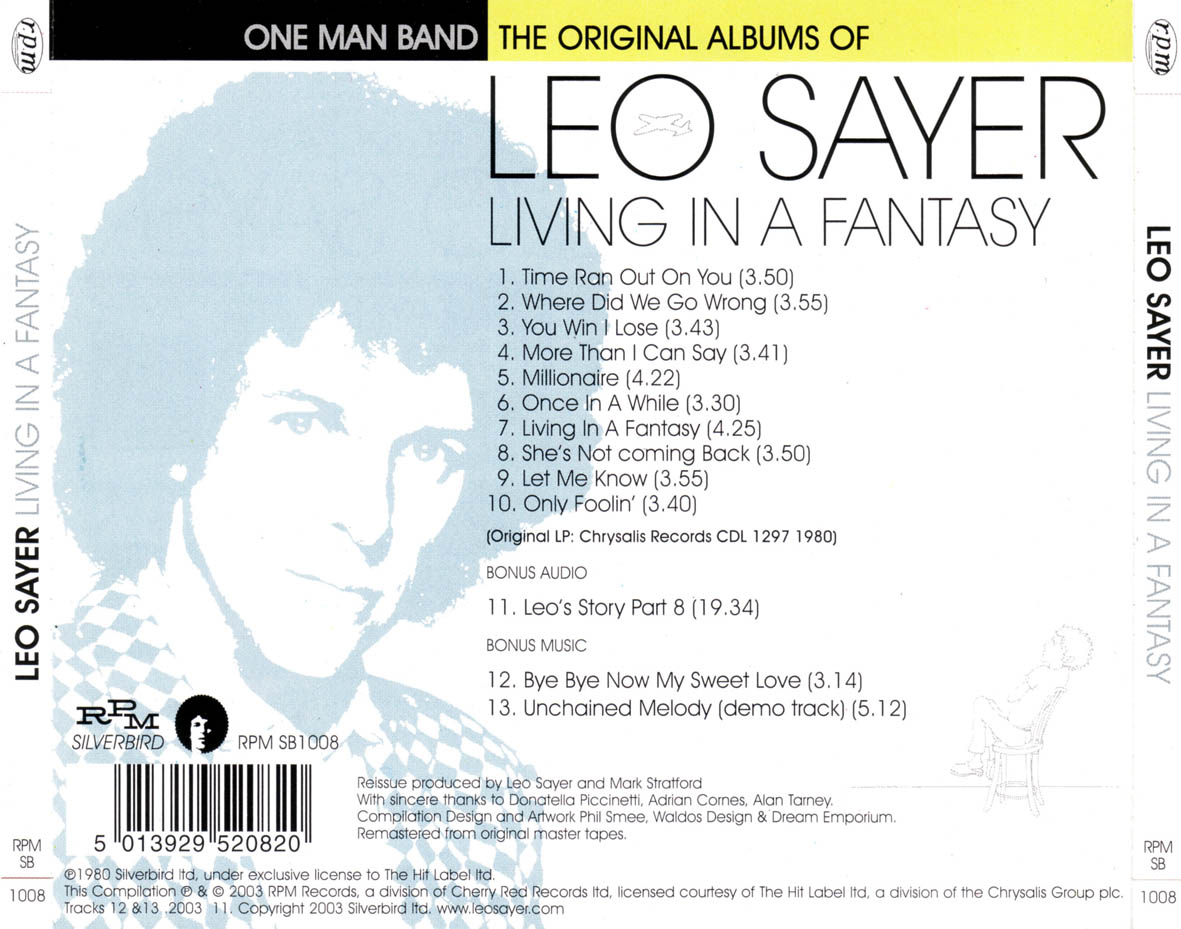 Cartula Trasera de Leo Sayer - Living In A Fantasy (2003)