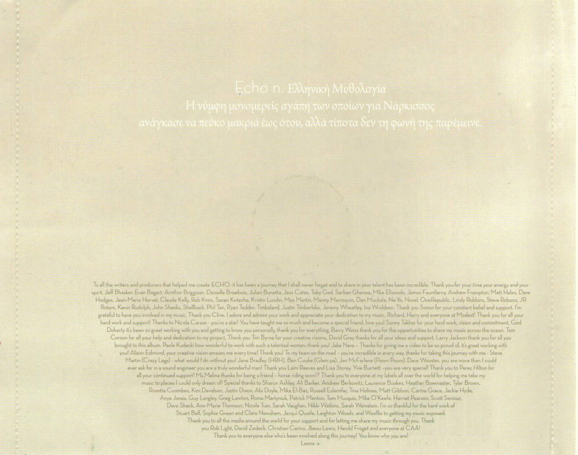 Cartula Interior Trasera de Leona Lewis - Echo