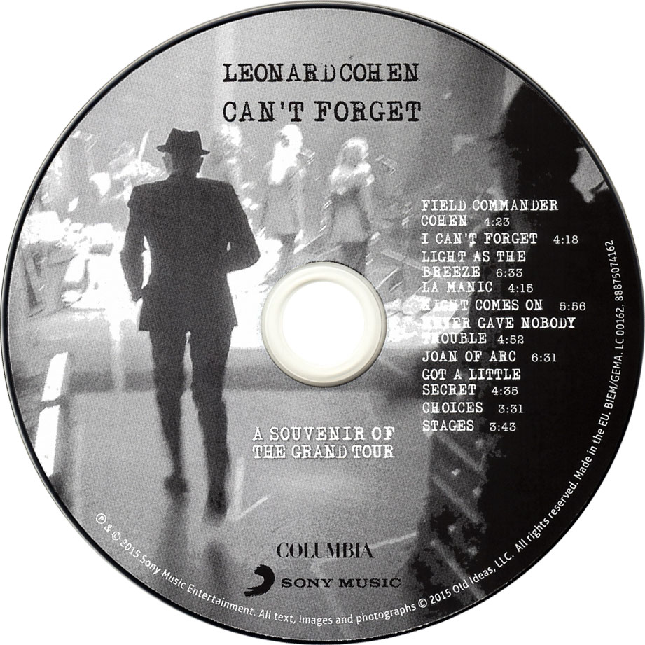 Cartula Cd de Leonard Cohen - Can't Forget: A Souvenir Of The Grand Tour