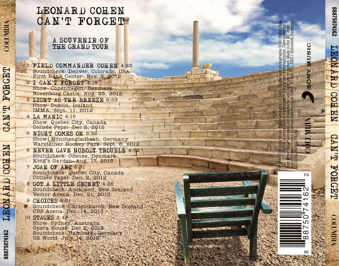 Cartula Trasera de Leonard Cohen - Can't Forget: A Souvenir Of The Grand Tour