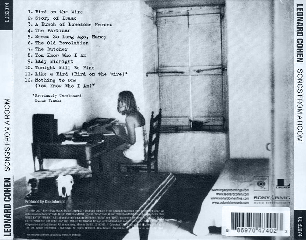 Cartula Trasera de Leonard Cohen - Songs From A Room (2007)
