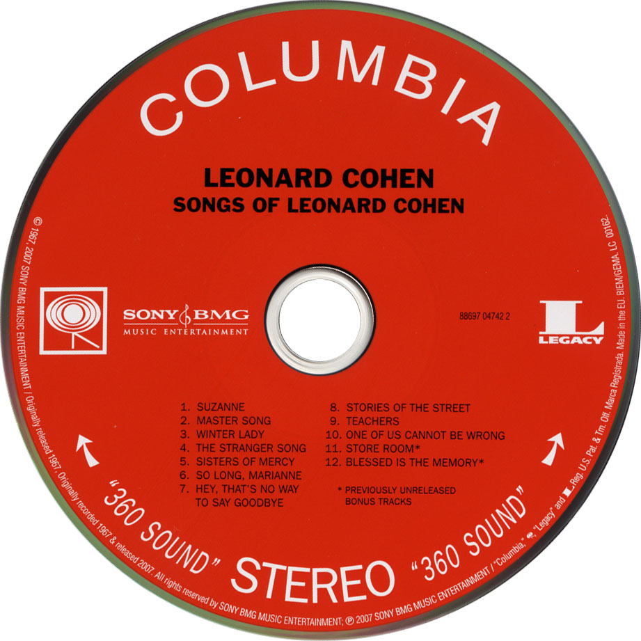 Cartula Cd de Leonard Cohen - Songs Of Leonard Cohen (2007)