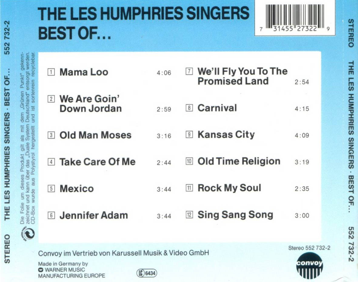 Cartula Trasera de Les Humphries Singers - The Best Of Les Humphries Singers