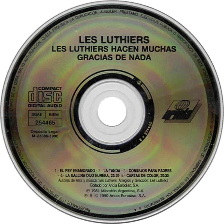 Cartula Cd de Les Luthiers - Hacen Muchas Gracias De Nada