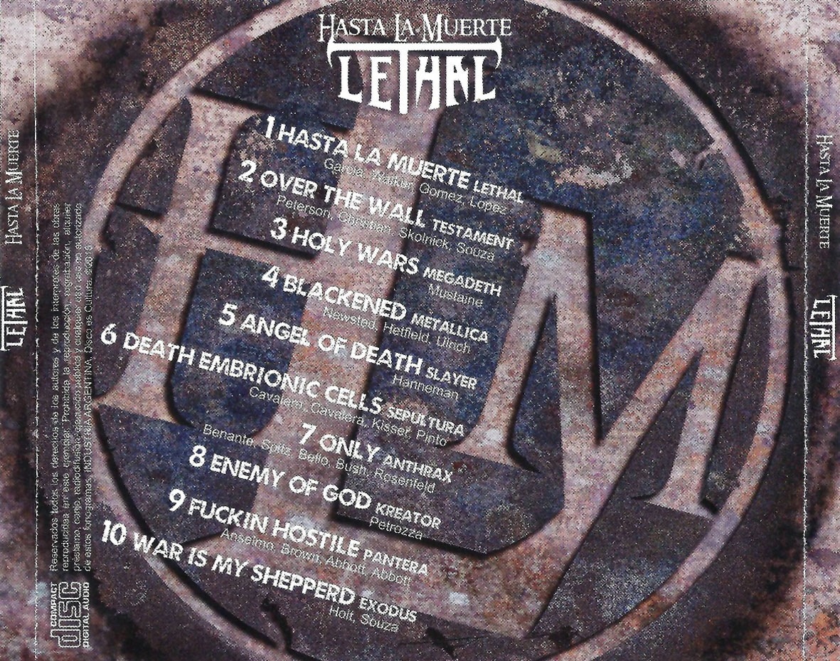 Cartula Trasera de Lethal - Hasta La Muerte