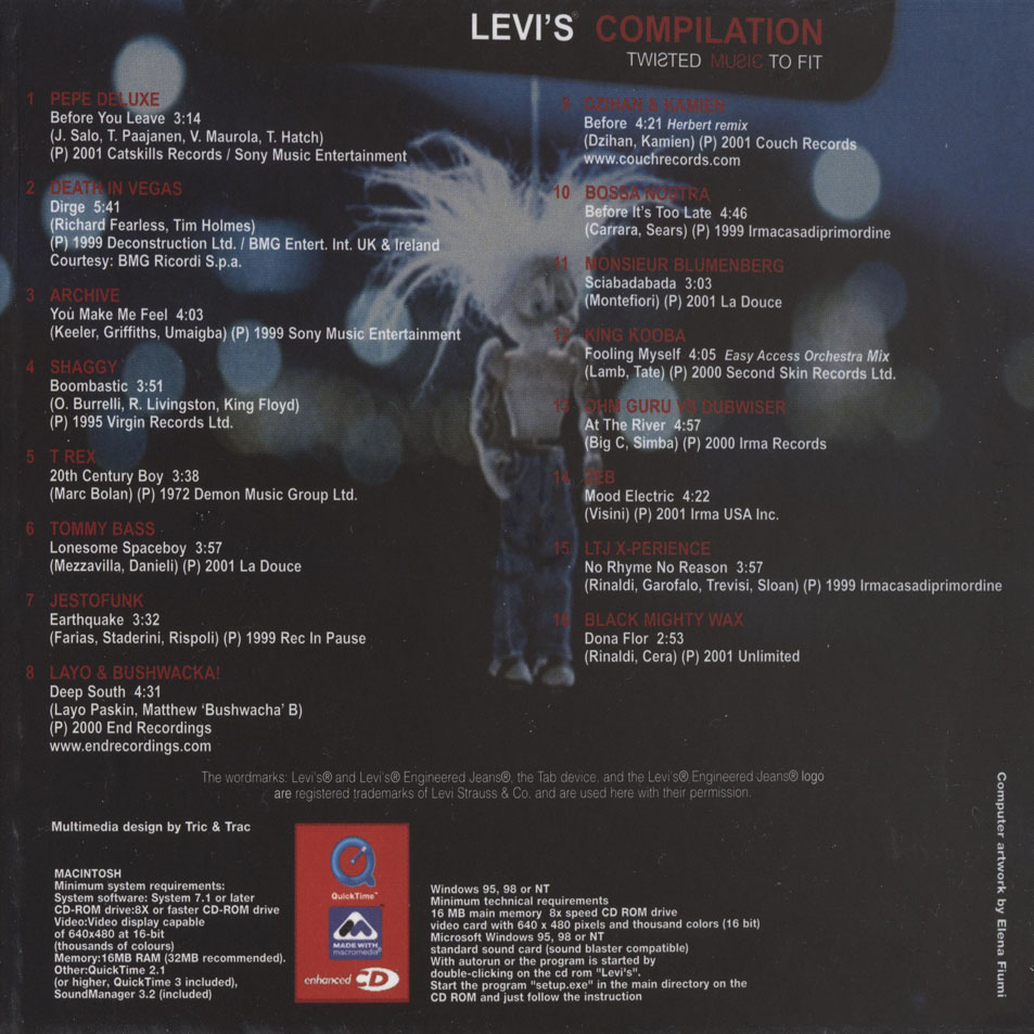 Cartula Interior Frontal de Levi's Compilation: Twisted Music To Fit