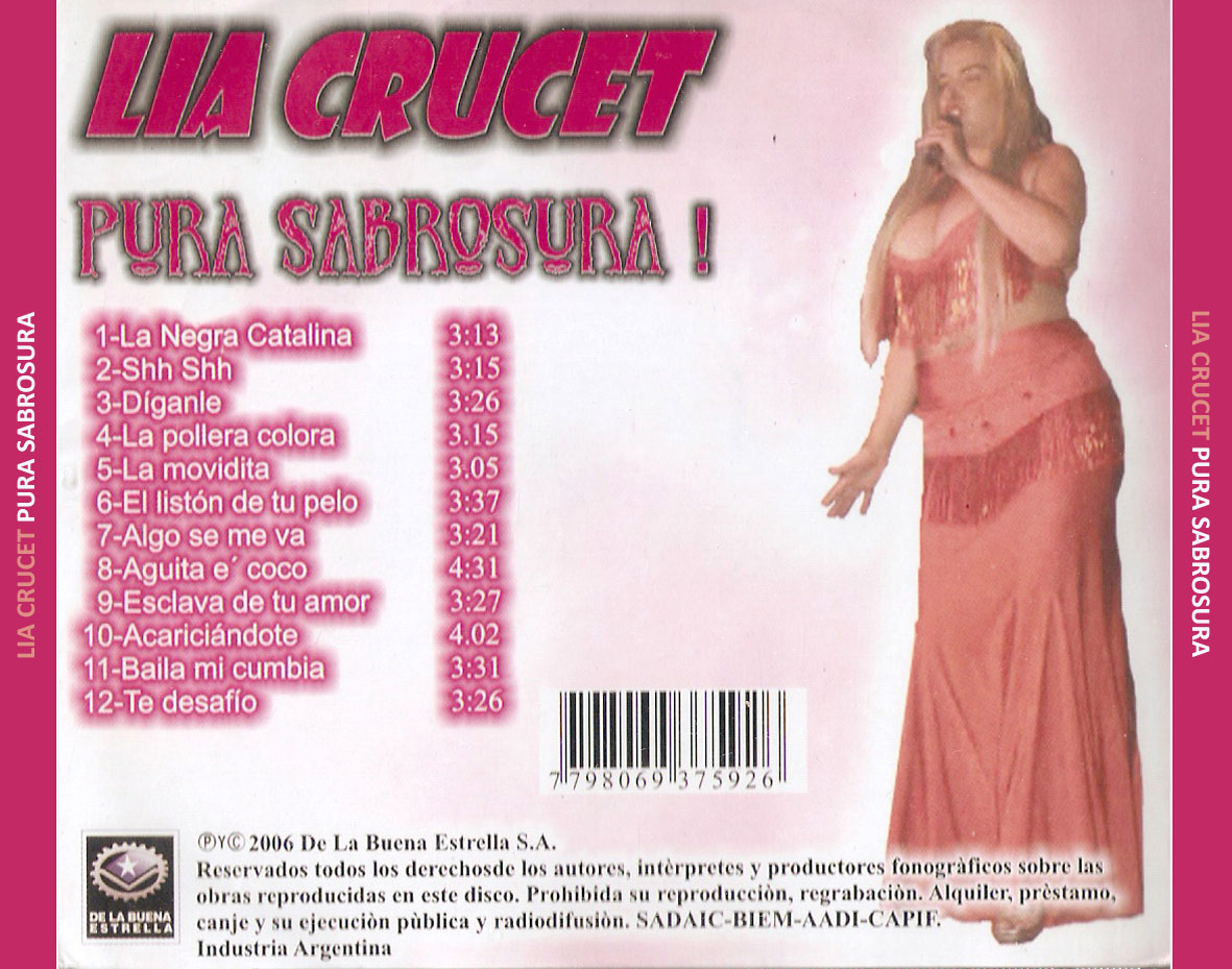 Cartula Trasera de Lia Crucet - Pura Sabrosura