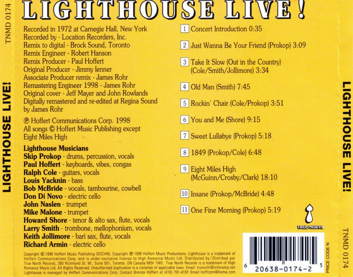 Cartula Trasera de Lighthouse - Lighthouse Live!