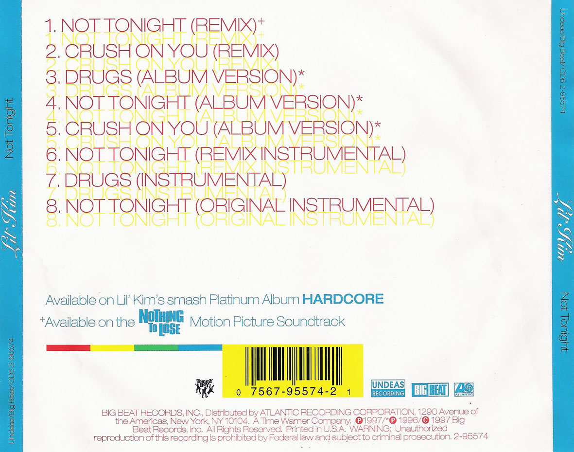 Cartula Trasera de Lil' Kim - Not Tonight (Featuring Da Brat, Left Eye, Missy Elliott & Angie Martinez) (Cd Single)
