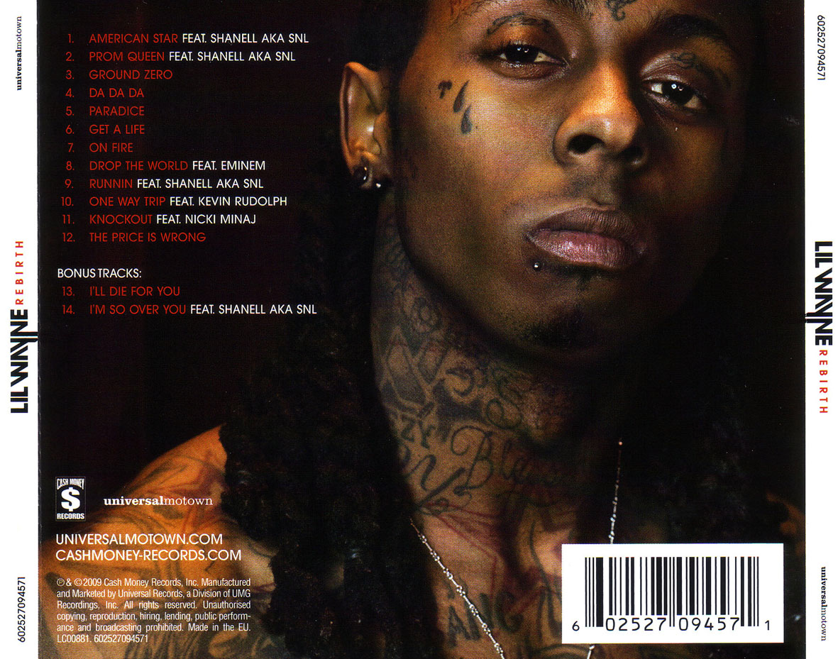 Cartula Trasera de Lil Wayne - Rebirth