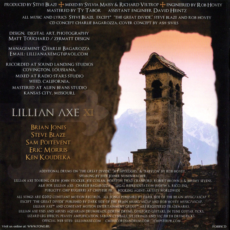 Cartula Interior Frontal de Lillian Axe - Xi: The Days Before Tomorrow