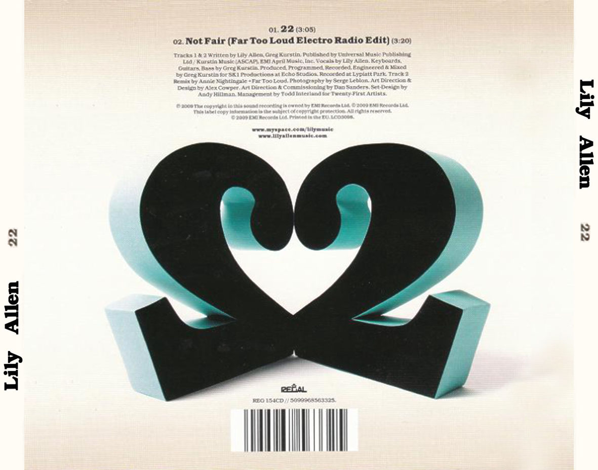 Cartula Trasera de Lily Allen - 22 (Twenty Two) (Cd Single)