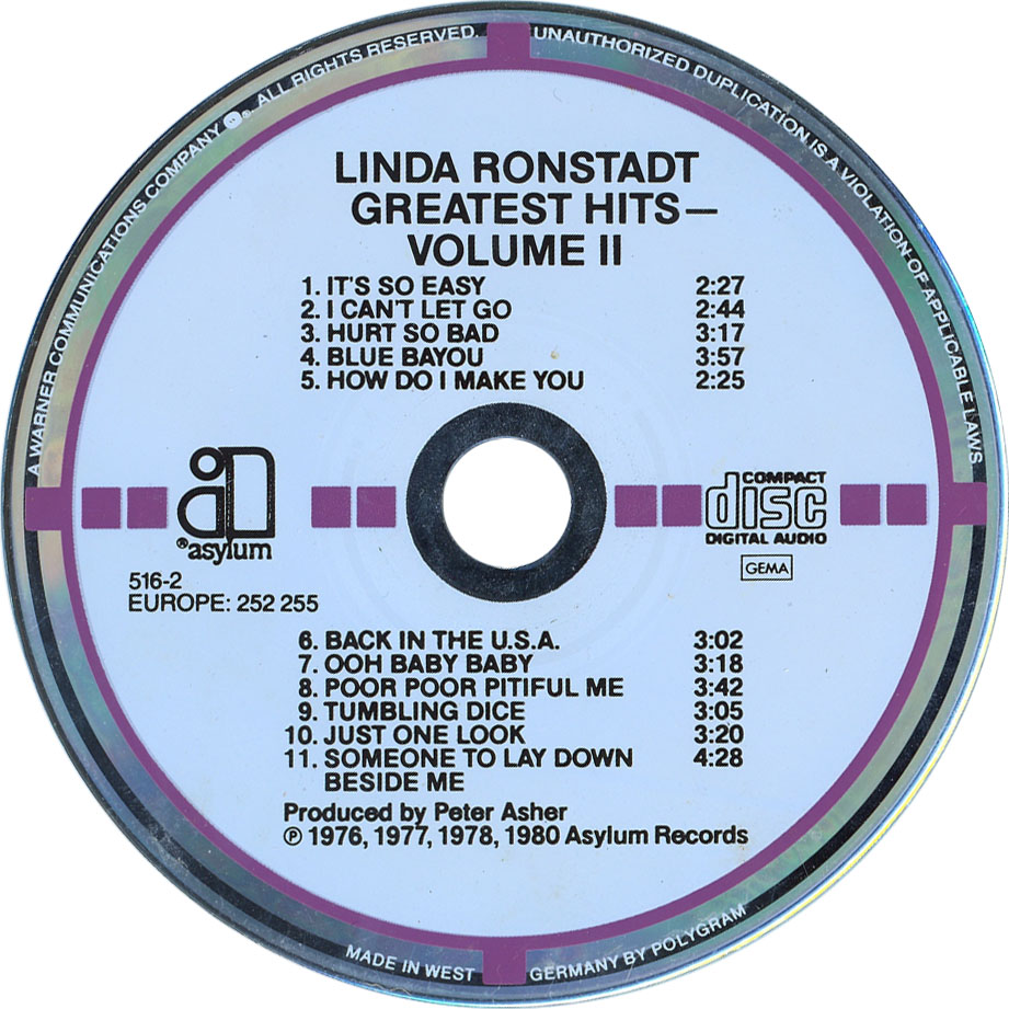 Cartula Cd de Linda Ronstadt - Greatest Hits Volume II