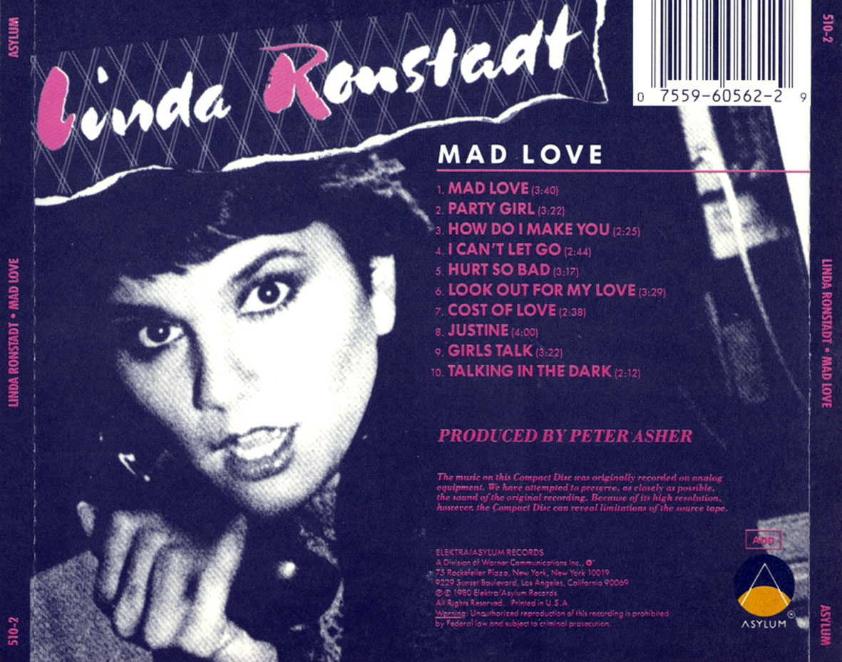 Cartula Trasera de Linda Ronstadt - Mad Love