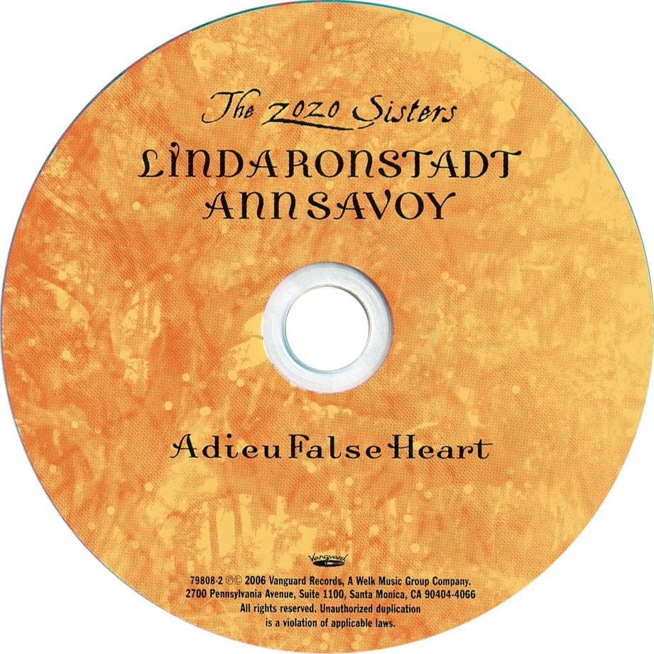 Cartula Cd de Linda Ronstadt Ann Savoy - Adieu False Heart