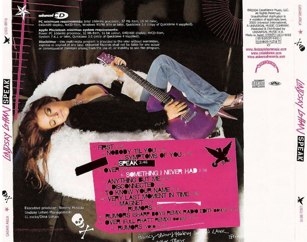 Cartula Trasera de Lindsay Lohan - Speak (Japanese Edition)