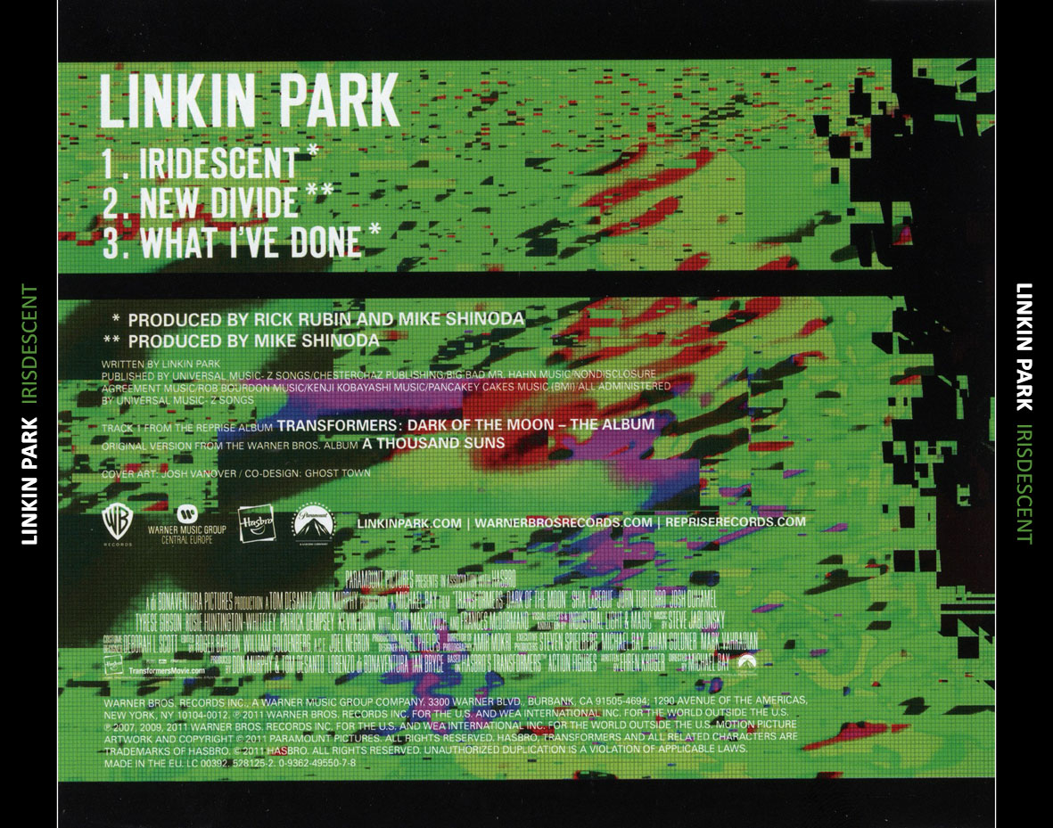 Cartula Trasera de Linkin Park - Iridescent (Cd Single)