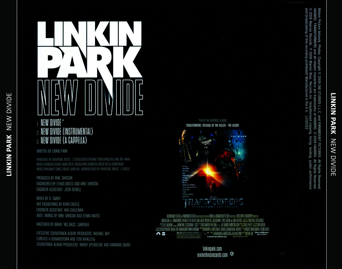 Cartula Trasera de Linkin Park - New Divide (Cd Single)