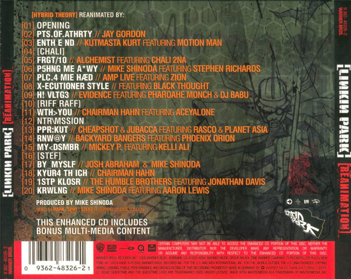 Cartula Trasera de Linkin Park - Reanimation