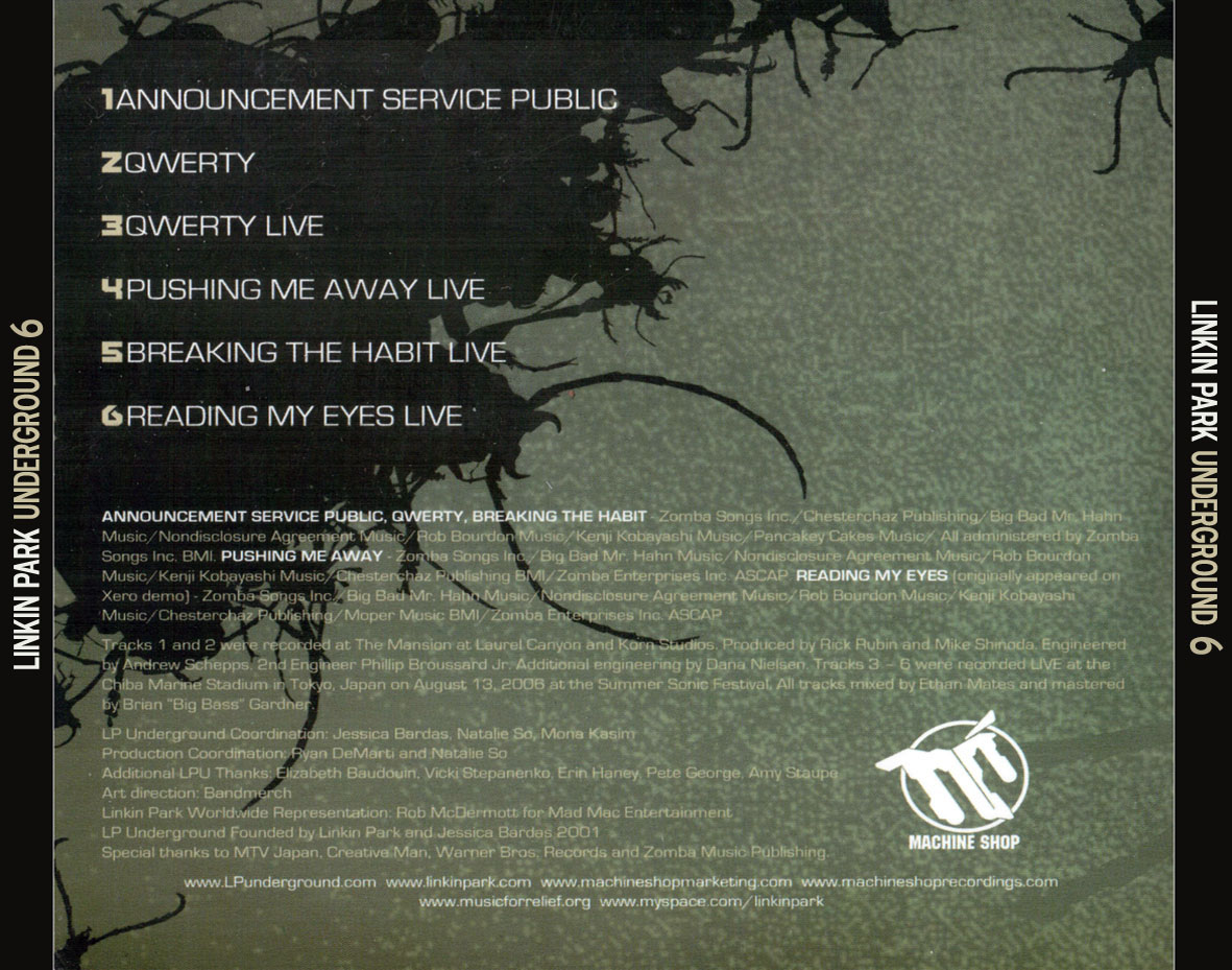 Cartula Trasera de Linkin Park - Underground 6