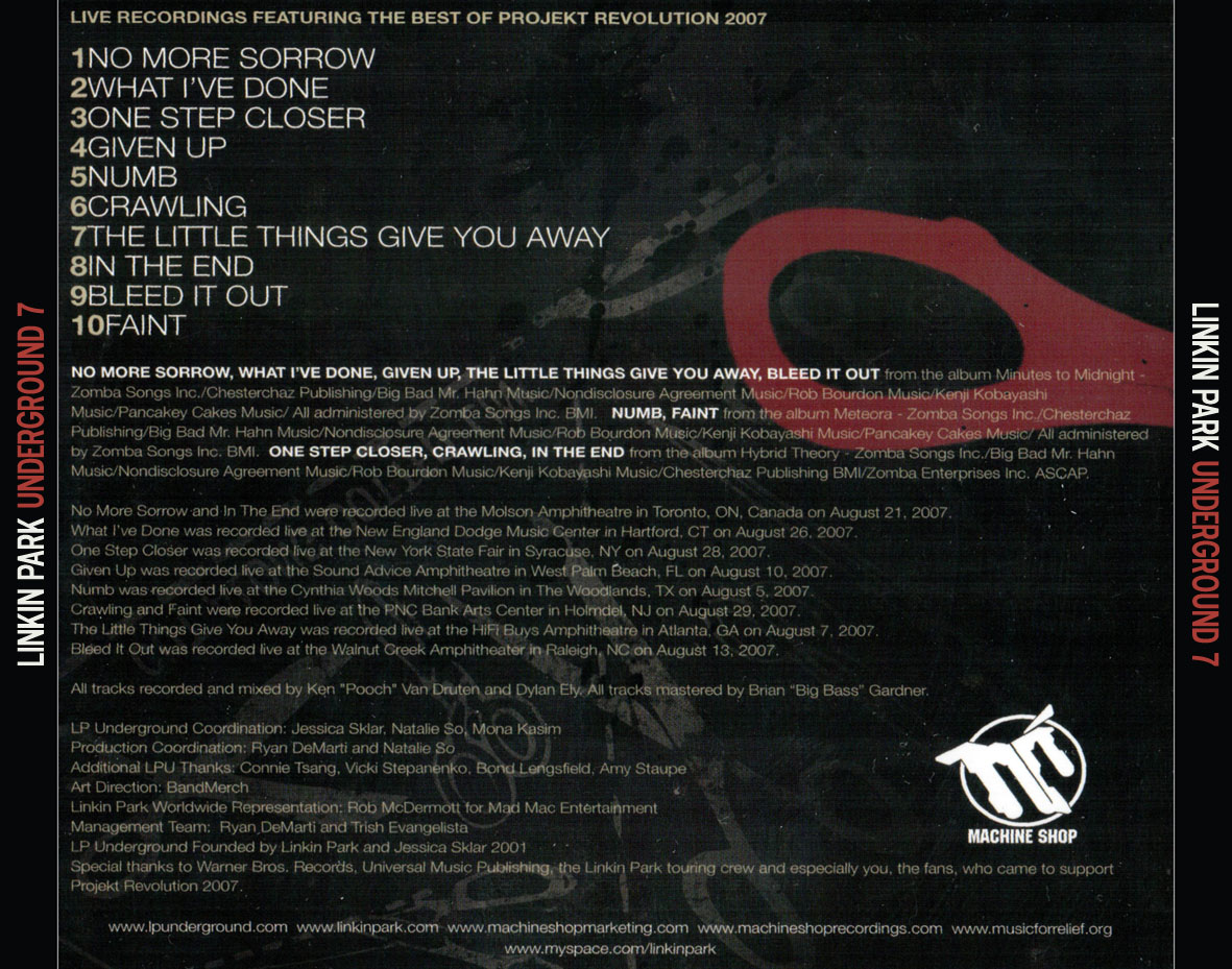 Cartula Trasera de Linkin Park - Underground 7