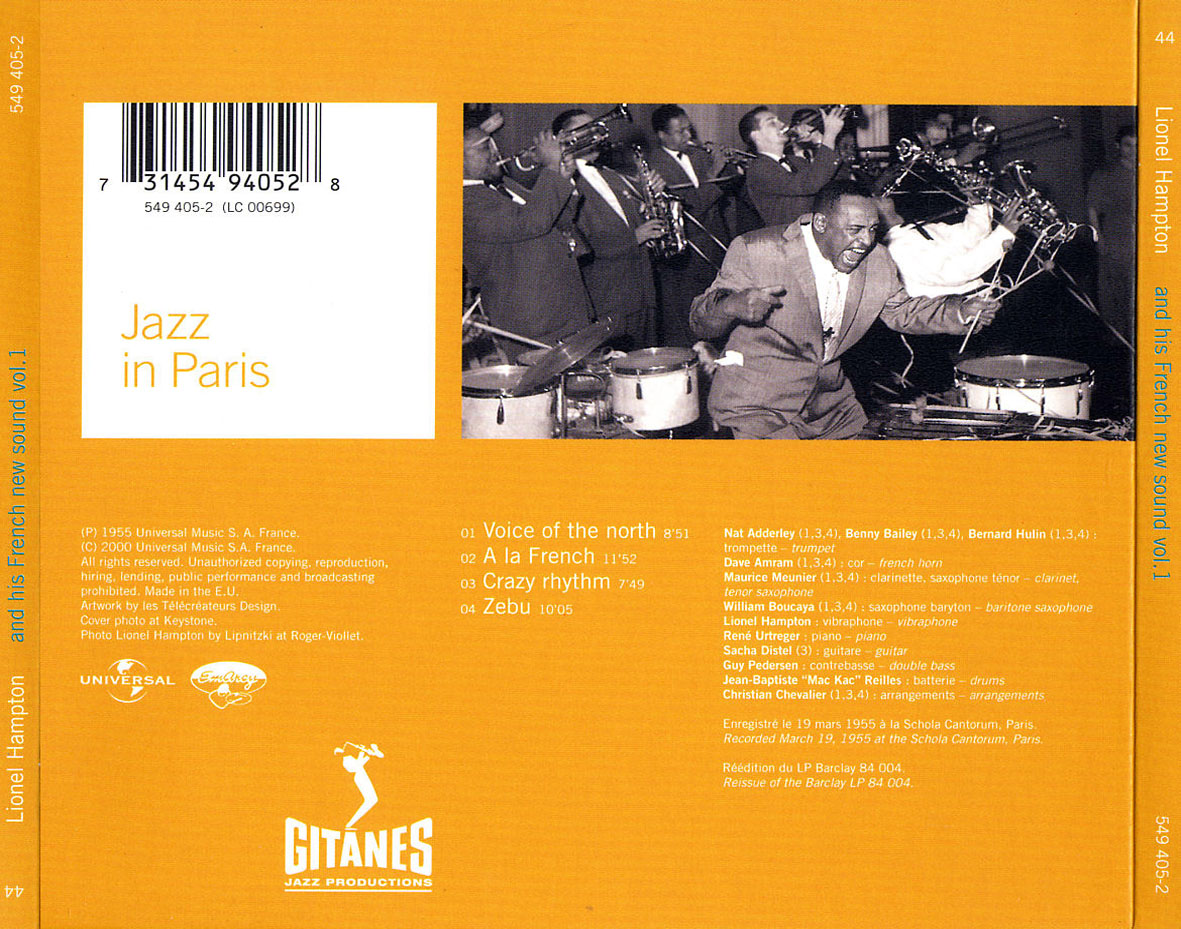 Cartula Trasera de Lionel Hampton - Lionel Hampton And His French New Sound Volume 1