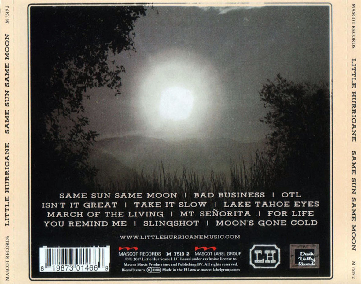 Cartula Trasera de Little Hurricane - Same Sun Same Moon