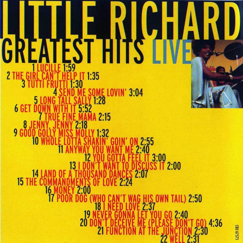 Cartula Interior Frontal de Little Richard - Greatest Hits Live