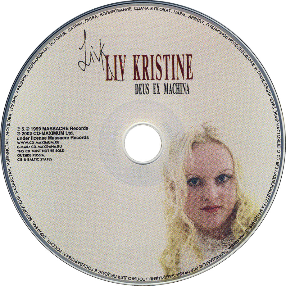 Cartula Cd de Liv Kristine - Deus Ex Machina