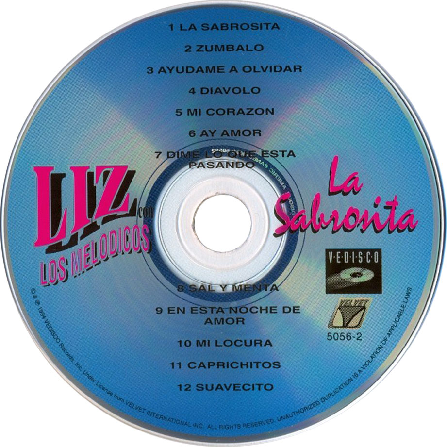 Cartula Cd de Liz & Los Melodicos - La Sabrosita
