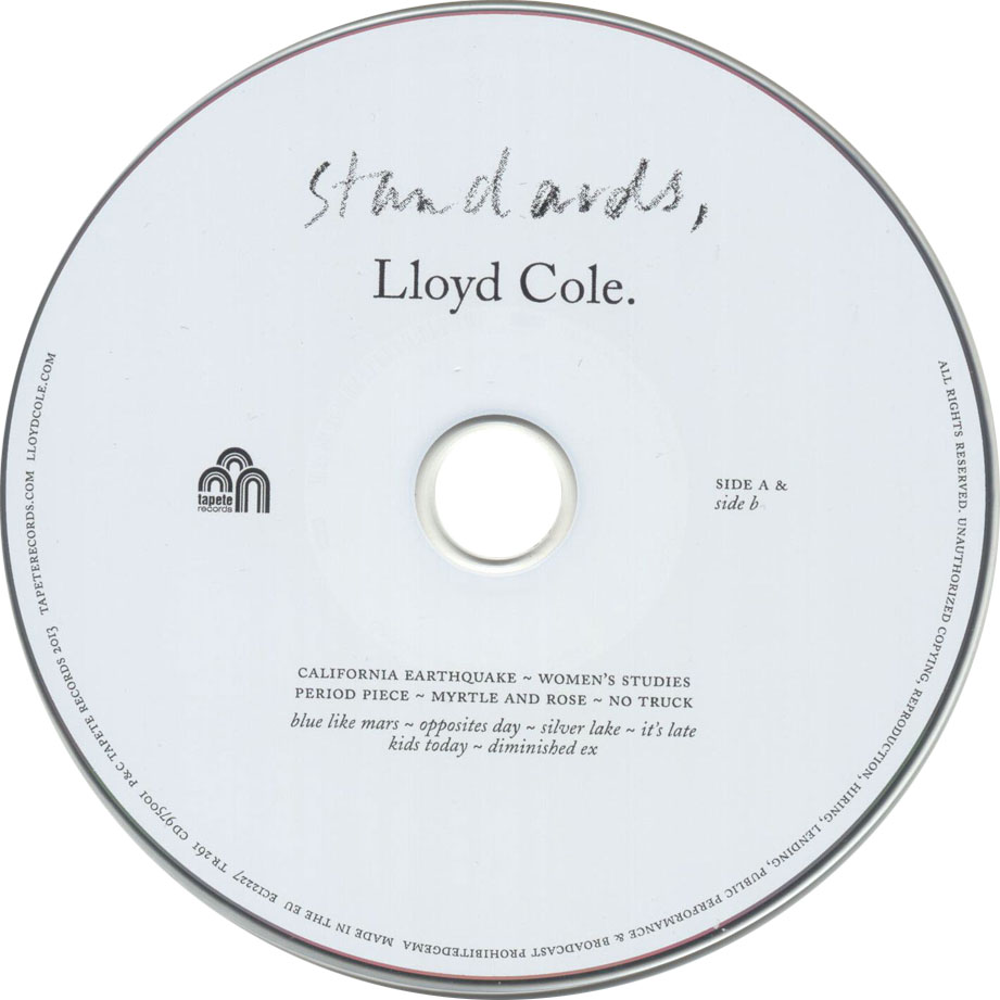 Cartula Cd de Lloyd Cole - Standards
