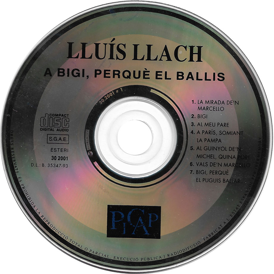 Cartula Cd de Lluis Llach - A Bigi, Perque El Ballis