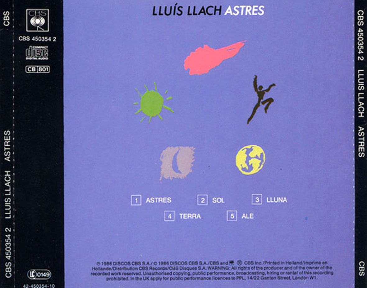 Cartula Trasera de Lluis Llach - Astres