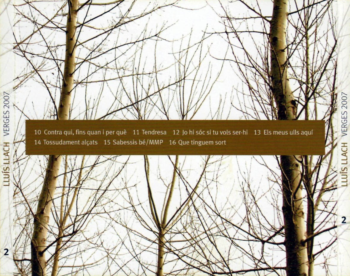 Cartula Trasera de Lluis Llach - Verges 2007 2