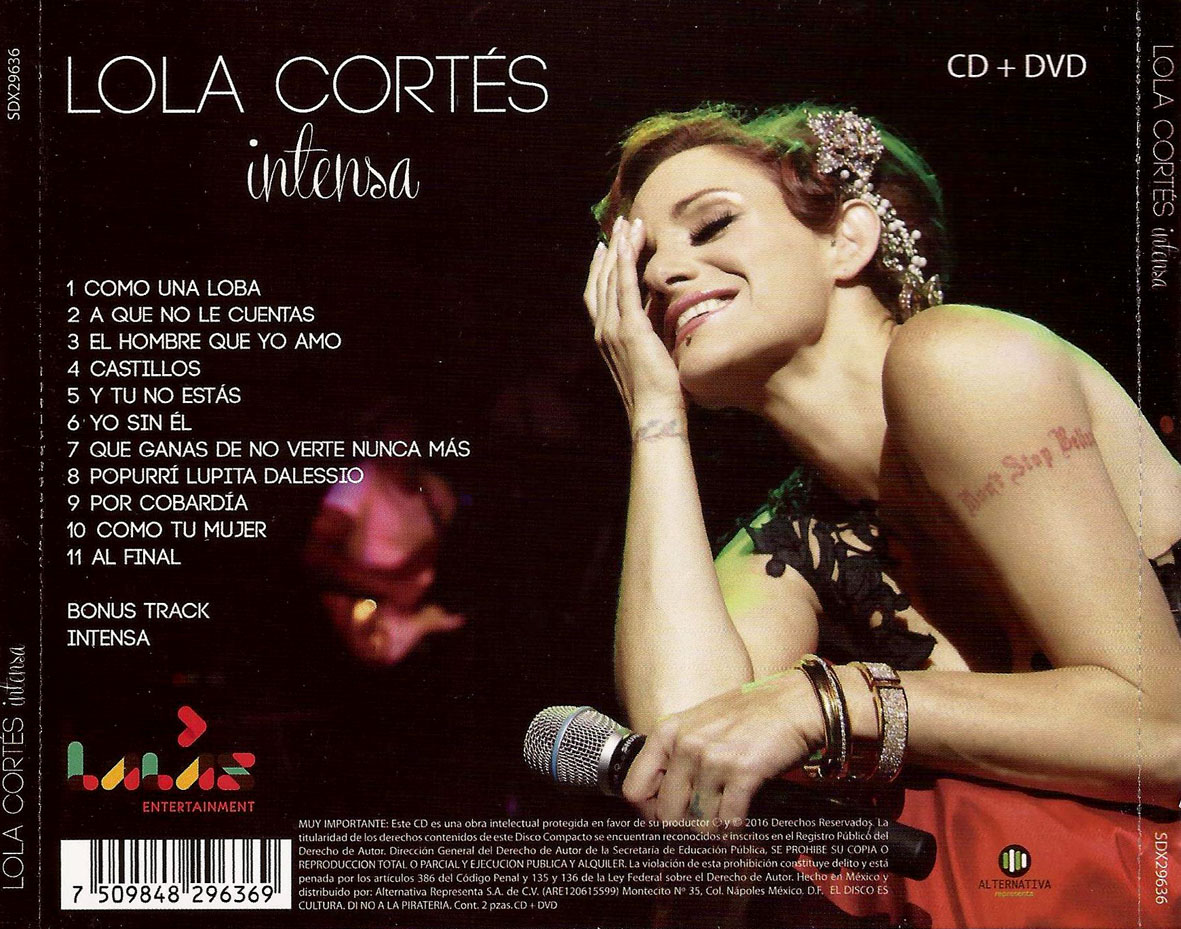 Cartula Trasera de Lolita Cortes - Intensa