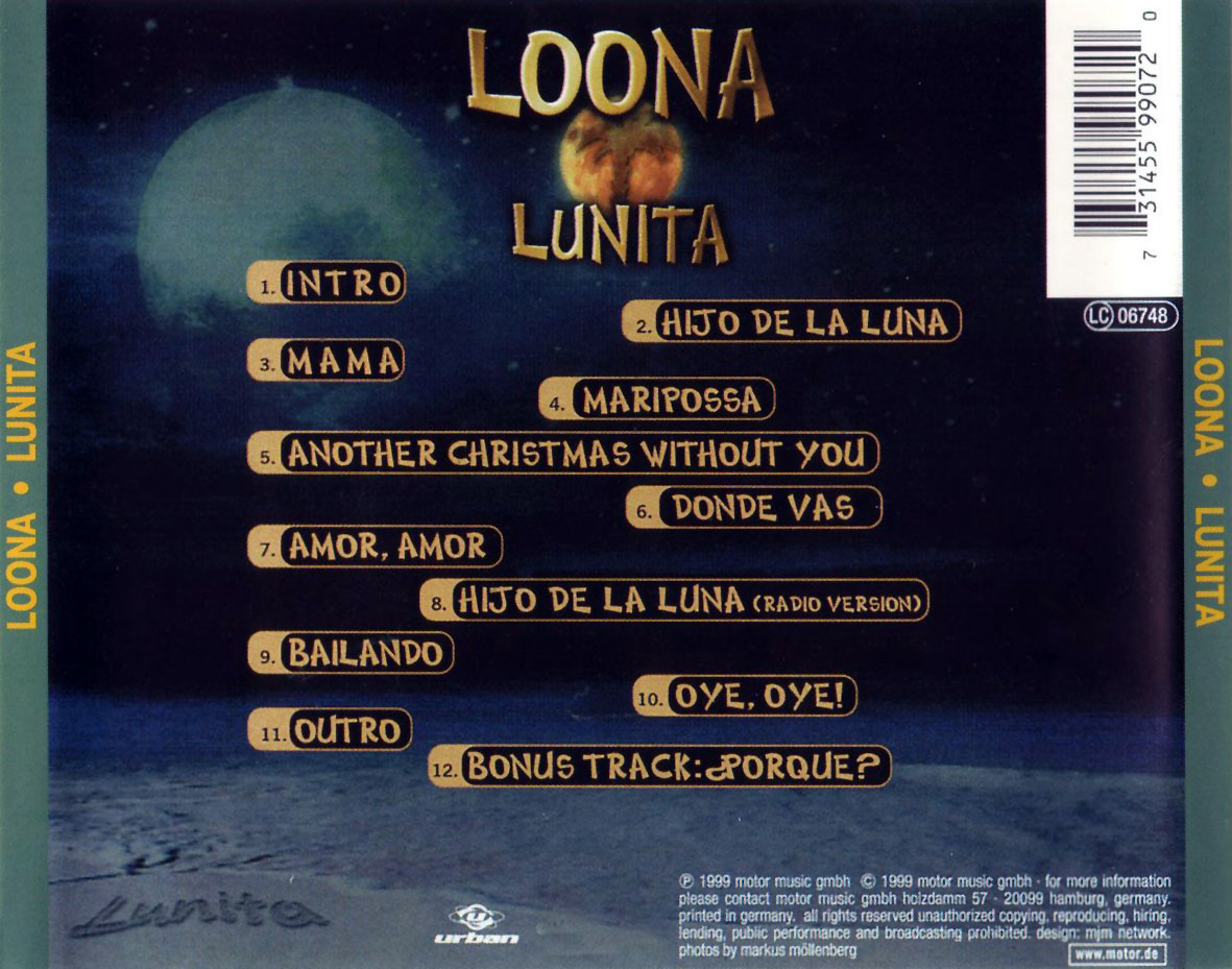 Cartula Trasera de Loona - Lunita