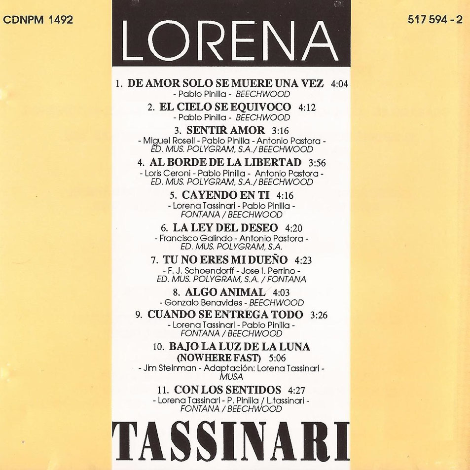 Cartula Interior Frontal de Lorena Tassinari - Lorena Tassinari
