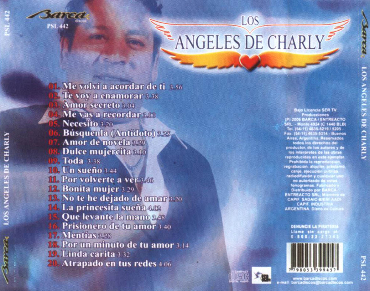 Cartula Trasera de Los Angeles De Charly - De Amores Y Recuerdos (20 Exitos Romanticos)